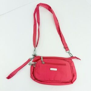 Baggallini Coral Red Multiple Pocket Travel Organizer Crossbody Wristlet Bag